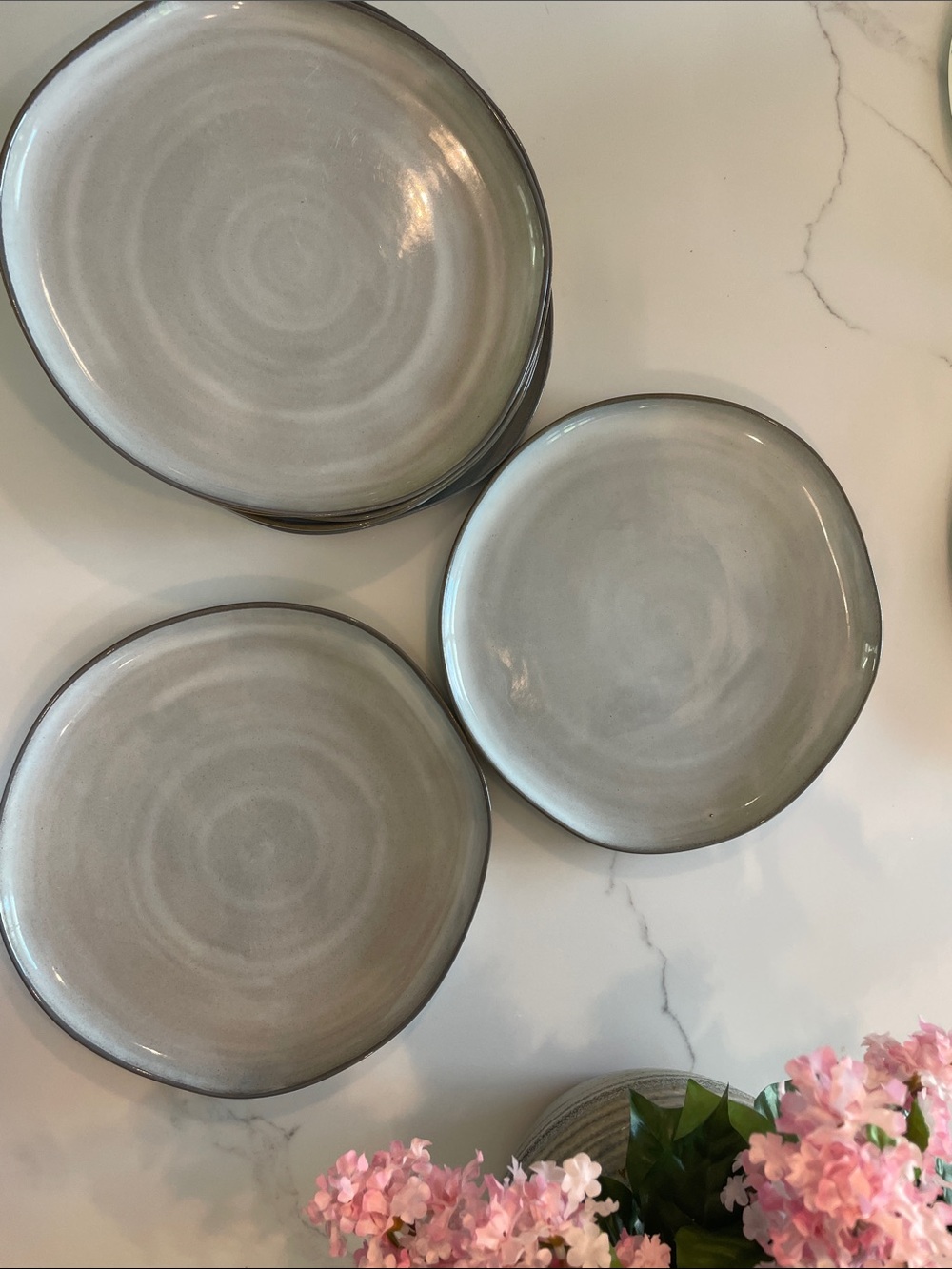 Neutral Gray Ceramic Dinner Plate Set - Home Dining
